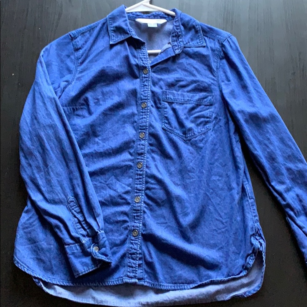 Blue denim button up